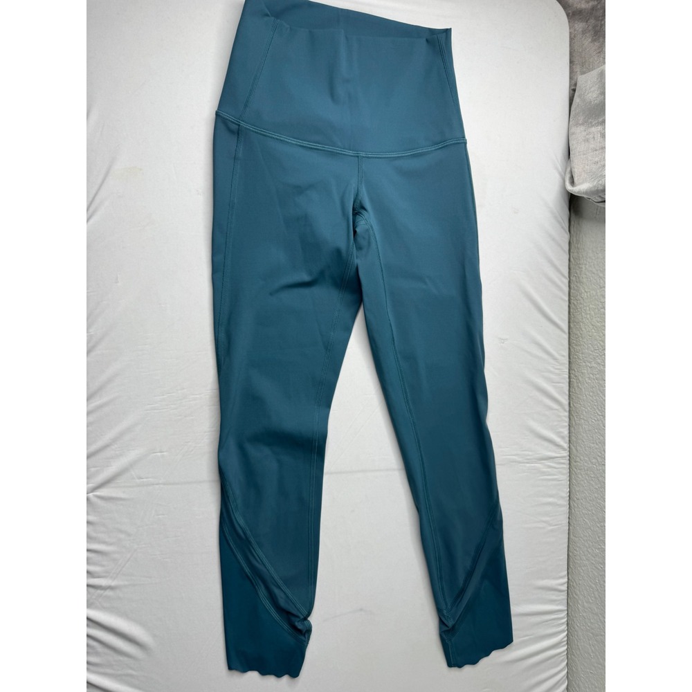 Lululemon High Rise Scalloped Hem Leggings Teal Blue Green Size 2 23in Inseam